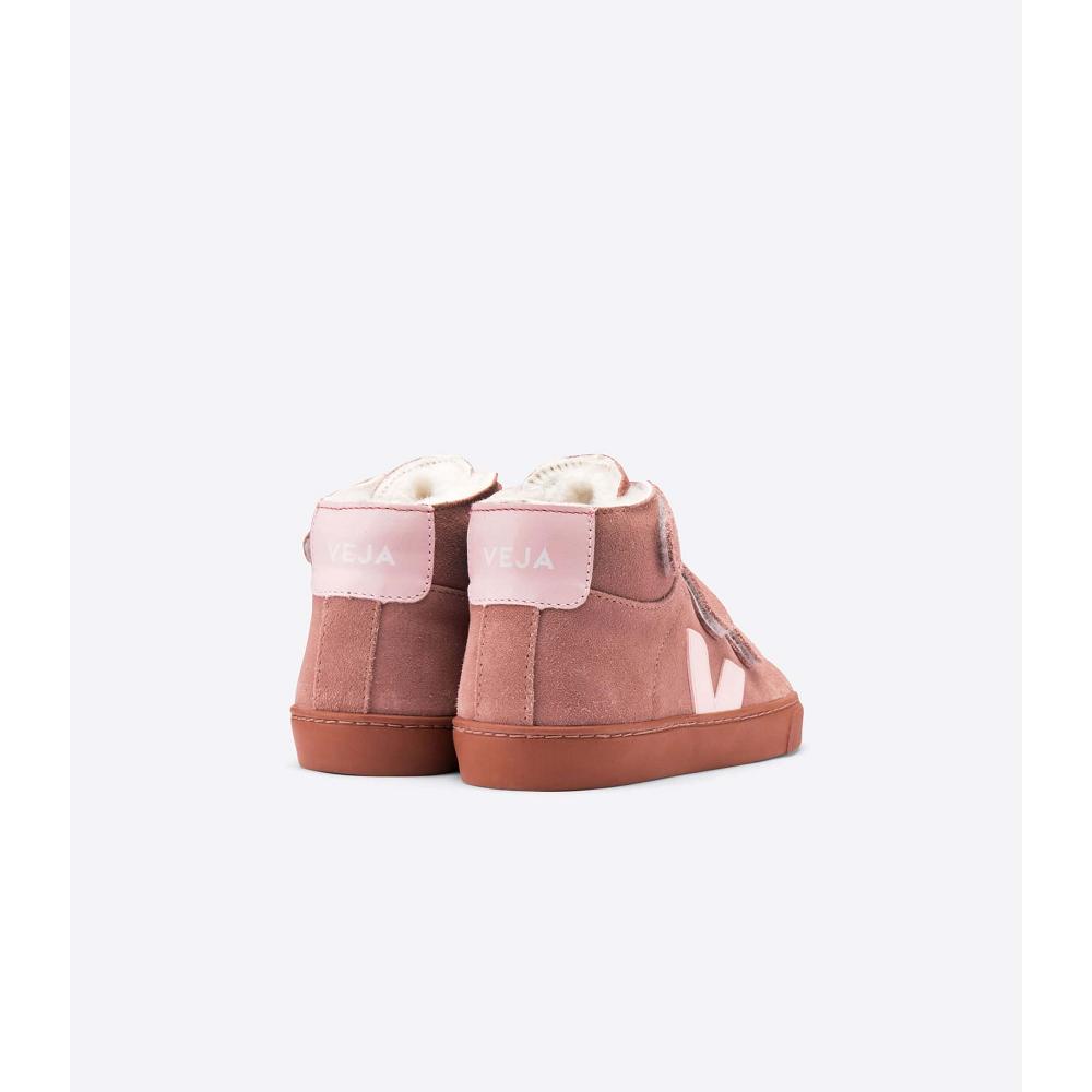 Kids' Veja ESPLAR MID FURED SUEDE High Tops Pink | ZA 688QMA